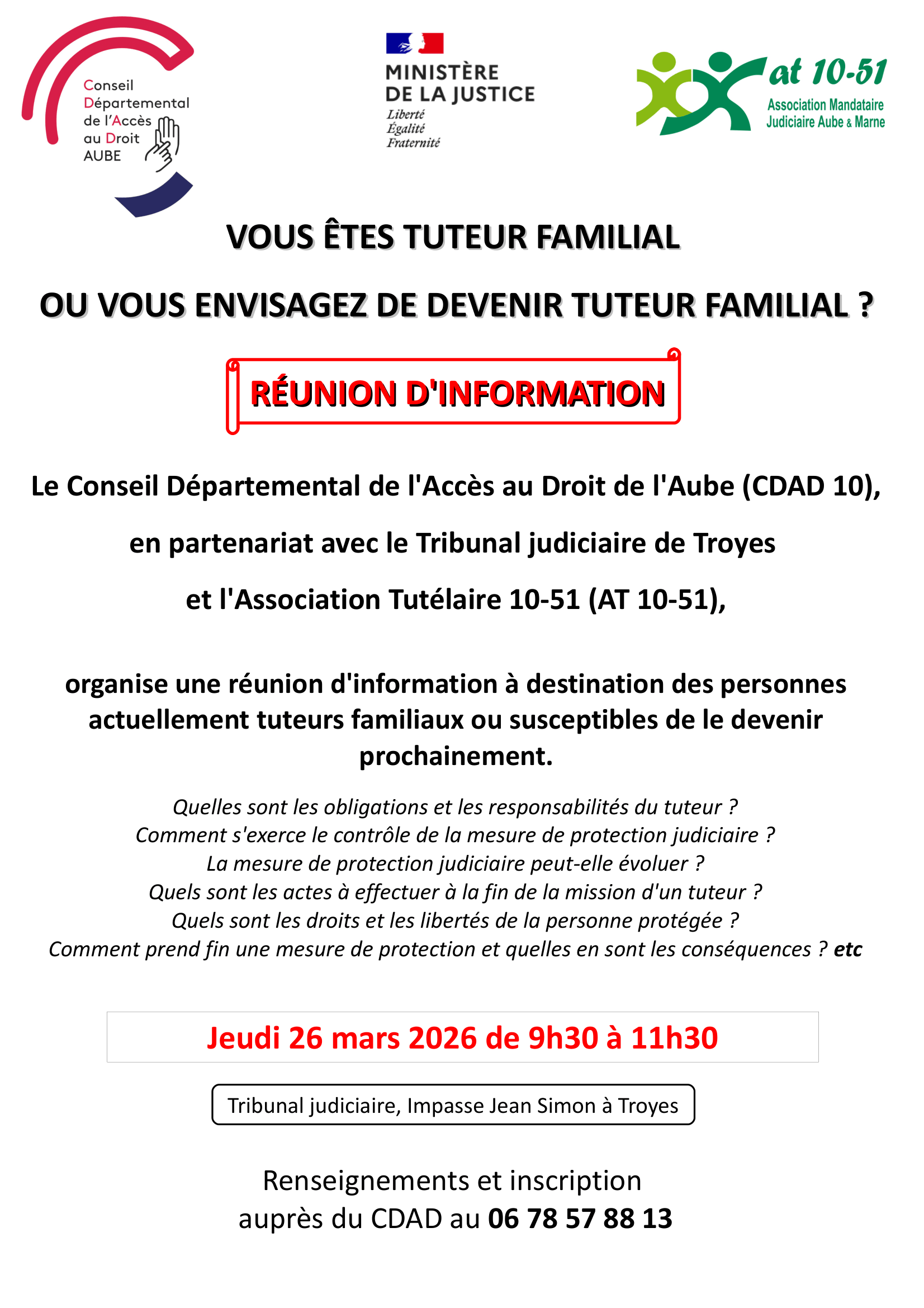 Réunion d&rsquo;information tuteurs familiaux