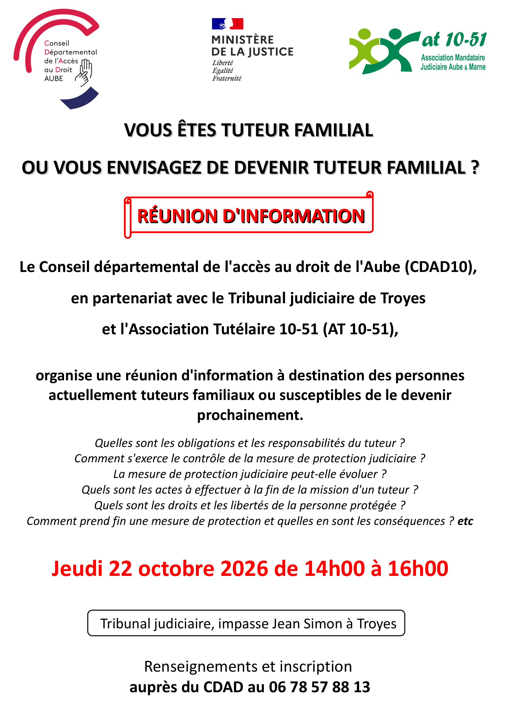 Réunion d&rsquo;information tuteurs familiaux